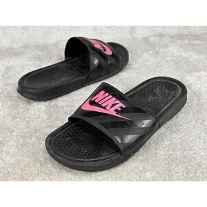 Nike Benassi JDI Slides Sandals 343881-061 Black/Vivid Pink Womens Size 8